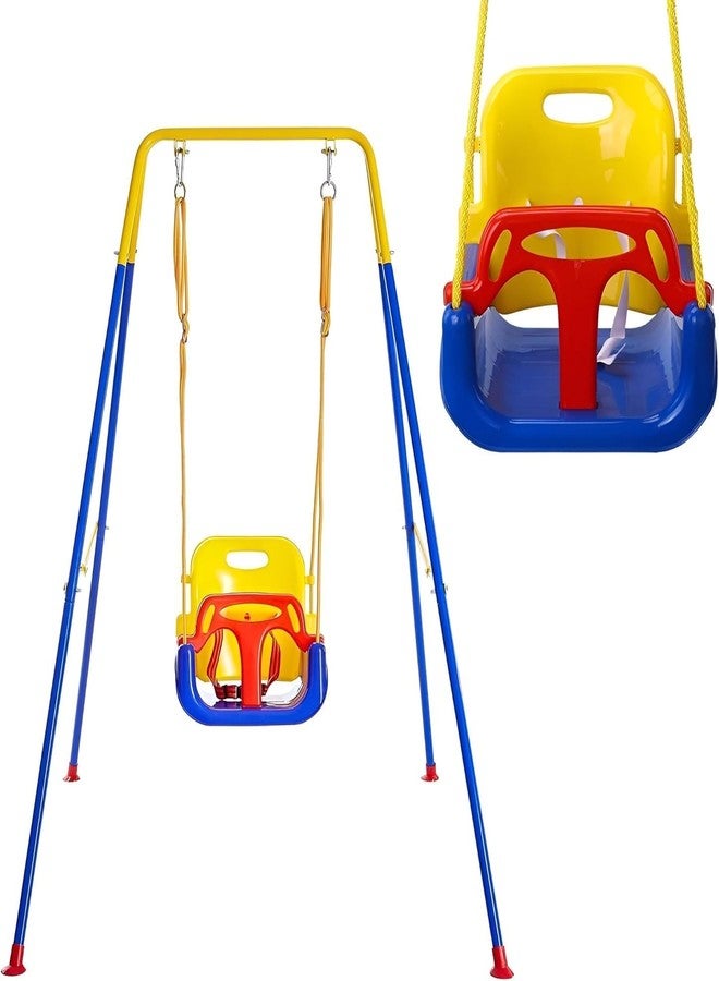 MAPPLE CREATION New Children’s Swing with Supportive Back & Safety Handle - Metal Frame Toddler Swing for Outdoor or Indoor Play - Easy to Assemble, Safe & Fun for Babies - Image 1